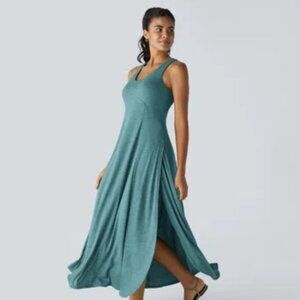 U Neck Backless Split Flowy Maxi Casual Tank Dress